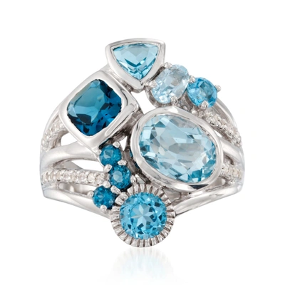 Ross-simons Blue Topaz Ring With . White Topaz In Sterling Silver