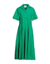 Erika Cavallini Woman Midi Dress Green Size 2 Cotton, Elastane