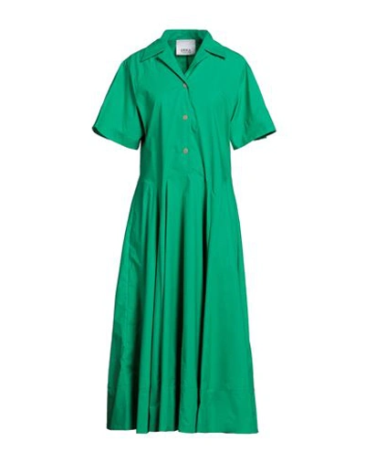 Erika Cavallini Woman Midi Dress Green Size 8 Cotton, Elastane