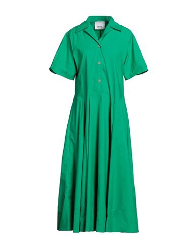 Erika Cavallini Woman Midi Dress Green Size 8 Cotton, Elastane In Green
