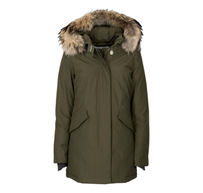 Woolrich Arctic Racoon Parka In Green