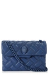 Kurt Geiger Mini Kensington Drench Leather Handbag In Navy