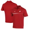 UNDER ARMOUR UNDER ARMOUR RED WISCONSIN BADGERS TEE TO GREEN STRIPE POLO