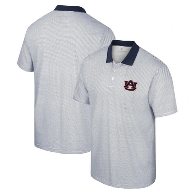 Colosseum Men's  White, Navy Auburn Tigers Print Stripe Polo Shirt In White,navy