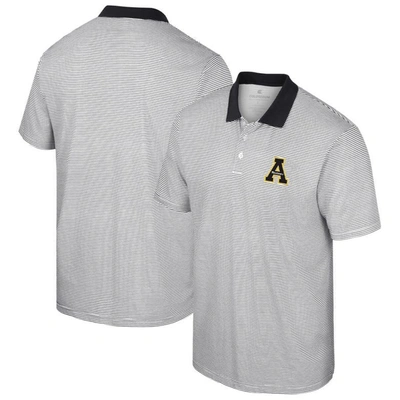 Colosseum Men's  White, Black Appalachian State Mountaineers Print Stripe Polo Shirt In White,black