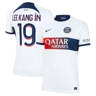 Nike Lee Kang-in Paris Saint-germain 2023/24 Stadium Away  Women's Dri-fit Soccer Jersey In White