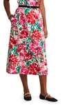 Vineyard Vines Floral Cotton & Silk Faille Midi Skirt In Brush Floral - Marsh