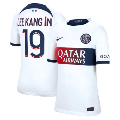 Nike Paris Saint-germain 2023/24 Stadium Away Big Kids'  Dri-fit Soccer Jersey In White