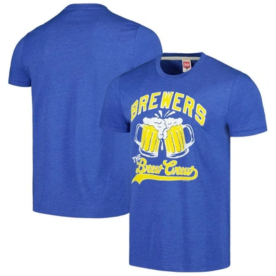 Homage Men's  Royal Milwaukee Brewers Doddle Collection The Brew Crew Tri-blend T-shirt