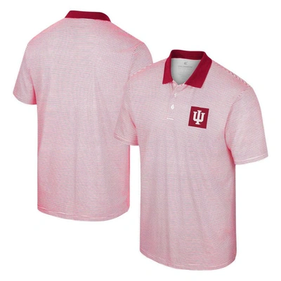 Colosseum Men's  White Indiana Hoosiers Print Stripe Polo Shirt