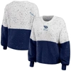 Wear By Erin Andrews White/navy Tennessee Titans Lighweight Modest Crop Color-block Pullover Sweate In White