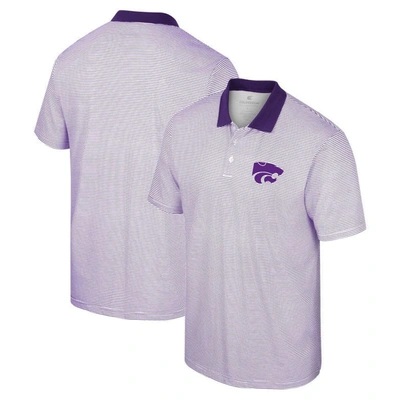 Colosseum Men's  White, Purple Kansas State Wildcats Print Stripe Polo Shirt In White,purple
