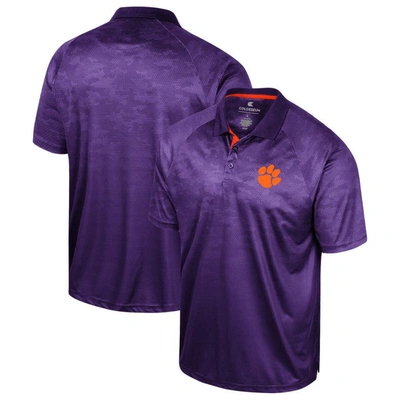 Colosseum Men's  Purple Clemson Tigers Honeycomb Raglan Polo Shirt