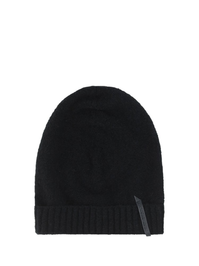 Never Enough Logo Patch Knitted Beanie In Black