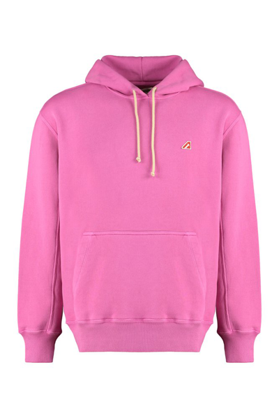 Autry Logo Patch Drawstring Hoodie In Pink