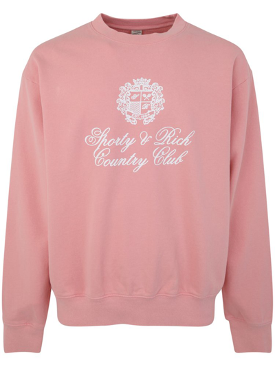 Sporty And Rich Sporty & Rich Logo Printed Crewneck Sweatshirt In Pink
