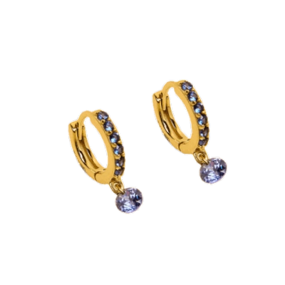 Une A Une Mini Hoop Earrings Goutte Deau Tanzanite