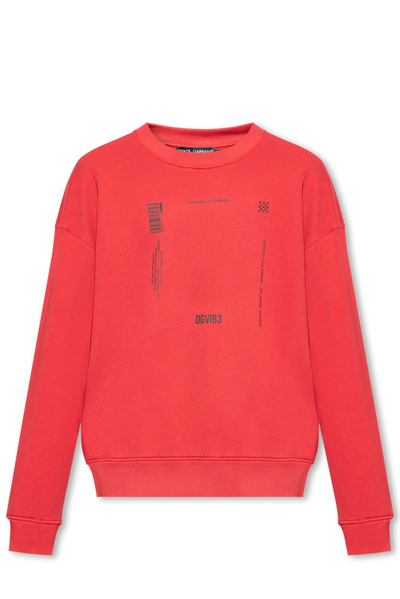 Dolce & Gabbana Logo Printed Crewneck Sweatshirt In Red