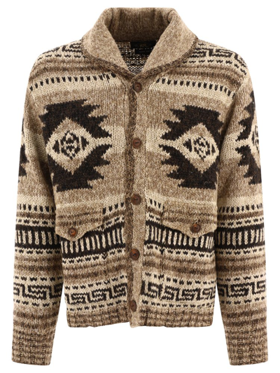 Ralph Lauren Rrl Fair Isle Intarsia-knit Cardigan In Brown