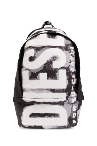 Diesel Rave Logo Printed Backpack In Black