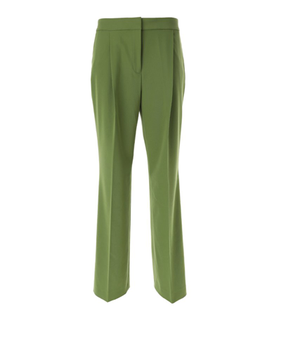 Karl Lagerfeld Pleated Straight Leg Trousers In Green