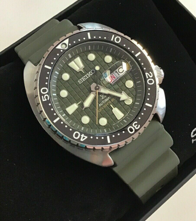 Pre-owned Seiko Prospex Green Men's Watch - Srpe05 King Turtle 200 M Us Model