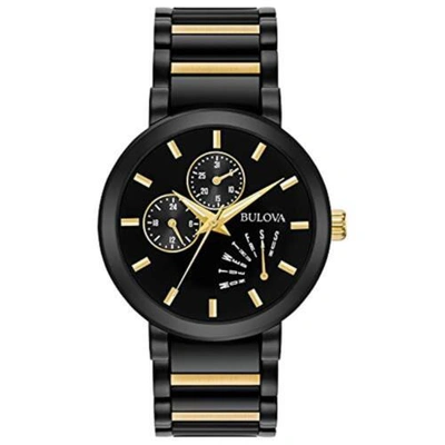 Pre-owned Bulova Men's Modern Black Ion-plated And Gold Tone Stainless Steel 6-hand In Black And Gold
