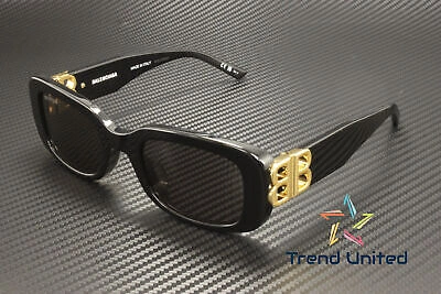 Pre-owned Balenciaga Bb0310sk 001 Rectangular Acetate Black Grey 53 Mm Women's Sunglasses In Gray