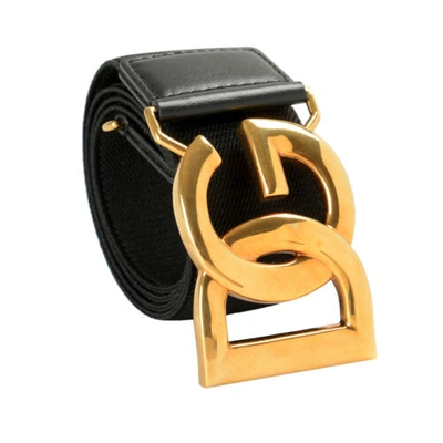 Pre-owned Dolce & Gabbana Black Leather Metal Dg Logo Buckle Belt Us 34 It 85