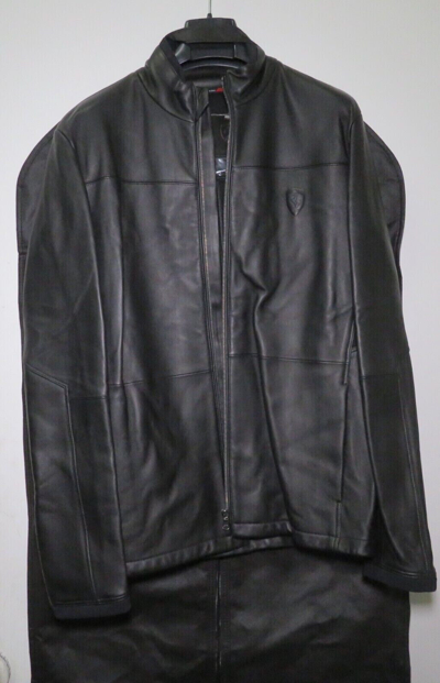 Pre-owned Puma Rare 10th Anniversary Ferrari  Leather Jacket In Black