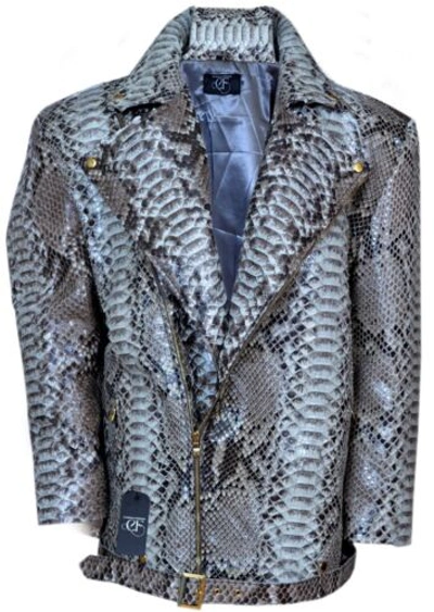 Pre-owned Handmade Genuine Dragon King Python Skin Large Scales Jacket Coat All Sizes Upto 13xl 74" In Black