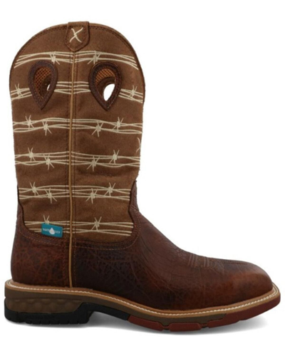 Pre-owned Twisted X Men's 12" Western Work Boot - Soft Toe - Mxbaw05 In Brown