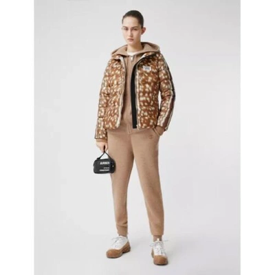 Pre-owned Burberry Colinton Deer Bambi Print Down Puffer Jacket Honey Size Xs $1290 In Beige