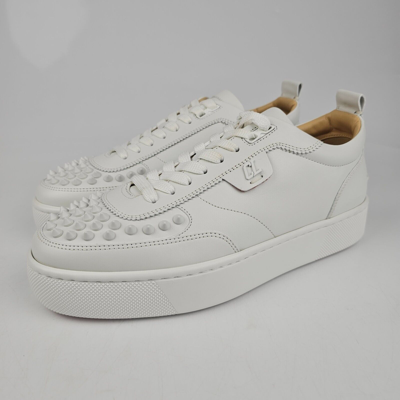 Pre-owned Christian Louboutin Happyrui White Leather Sneakers