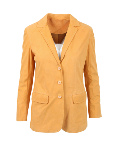 Pre-owned Brioni Women's Leather Jacket Blazer 100% Leather Apricot Size Us 10 Eu 40 Uk 12 In Pink