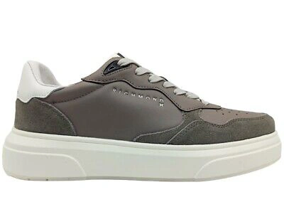 Pre-owned John Richmond Men's Shoes  20011 Cp Sneakers Low Platform Casual Leather Grey In Gray