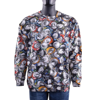 Pre-owned Moschino Couture Soda Can Printed Oversize Cotton Sweater Sweatshirt Gray 05427