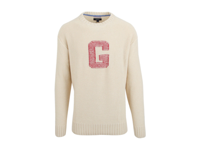 Pre-owned Gant Men's Sweater Jumper Size Xl 100% Cotton Beige Ivory College Crew