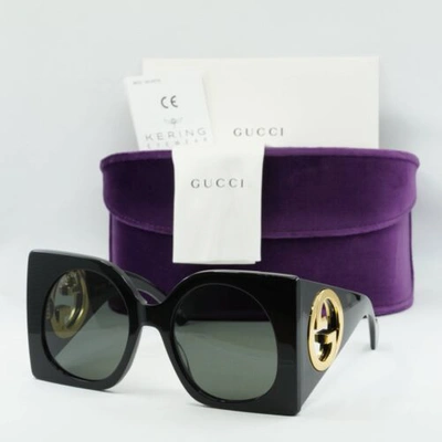 Pre-owned Gucci Gg1254s 001 Black/grey 55-22-140 Sunglasses Authentic In Gray