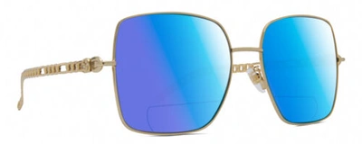 Pre-owned Gucci Gg0724s Women Designer Polarized Bifocal Sunglasses Gold Black 61mm 41 Opt In Blue Mirror