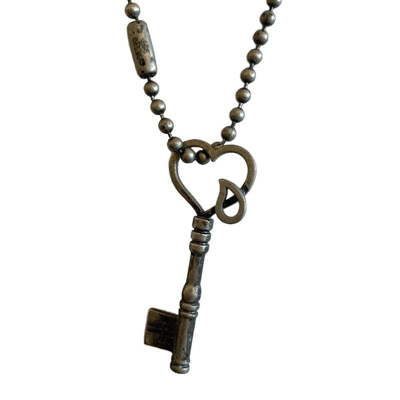 Pre-owned Number N Ine Number (n)ine 2003ss/aw Crying Heart Key Necklace In Silver
