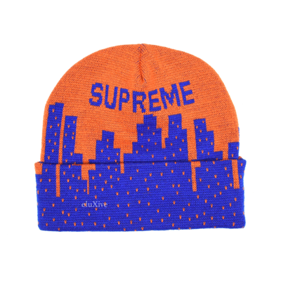 Pre-owned Supreme New York Skyline Logo Beanie Orange Ds