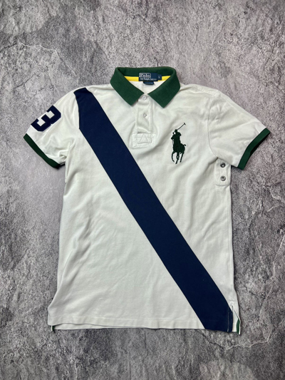 Pre-owned Polo Ralph Lauren X Vintage Y2k Polo By Ralph Laurent Striped Blokecore Rugby Polo Tee In White