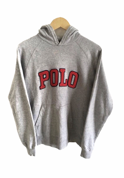 Pre-owned Polo Ralph Lauren T Hoodie Sweatshirt Polo Spellout In Grey