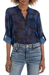 Kut From The Kloth Jasmine Chiffon Button-up Shirt In Honfleur Navy