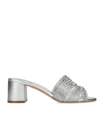 Gina Leather Embellished Orsay Mules 50 In Silver