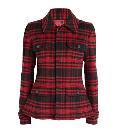 Polo Ralph Lauren Plaid Utility Wool Twill Jacket In Red