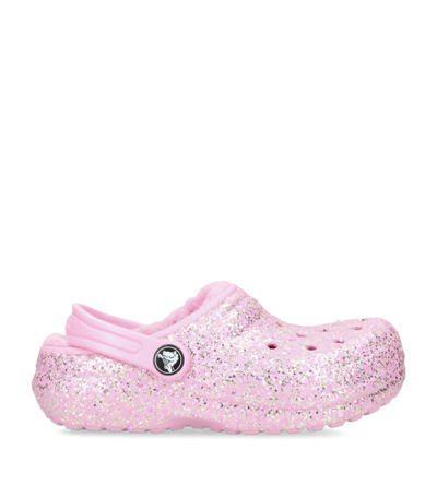 Crocs Girls Pink Comb Kids Classic Lined Glitter-embellished Rubber Clogs 6-9 Years