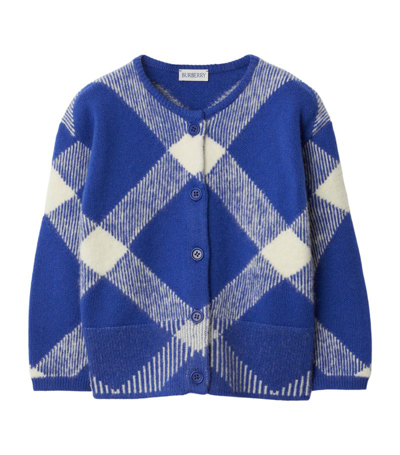 Burberry Kids'  Childrens Check Wool Blend Cardigan In Knight