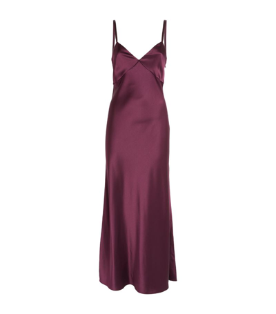 Polo Ralph Lauren Satin Slip Maxi Dress In Ruby